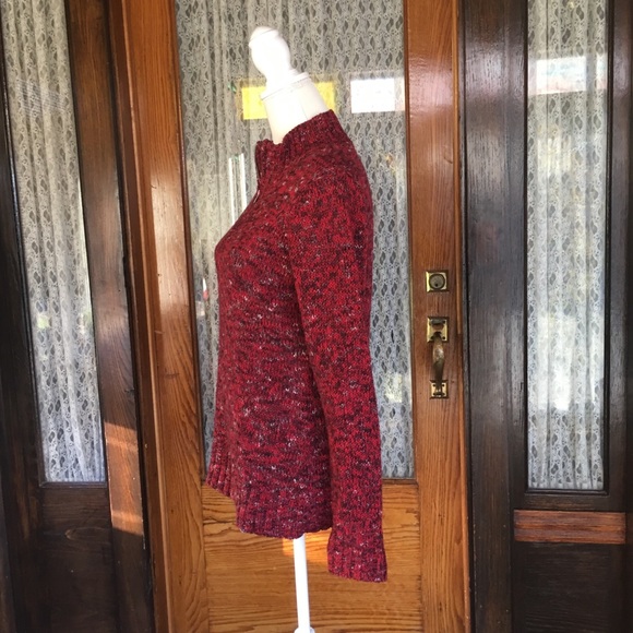 Liz Claiborne Red Burgundy Wine Zipup Sweater Sz M - Picture 5 of 7